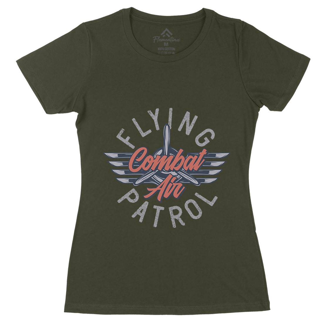 Combat Air Womens Organic Crew Neck T-Shirt Army D920