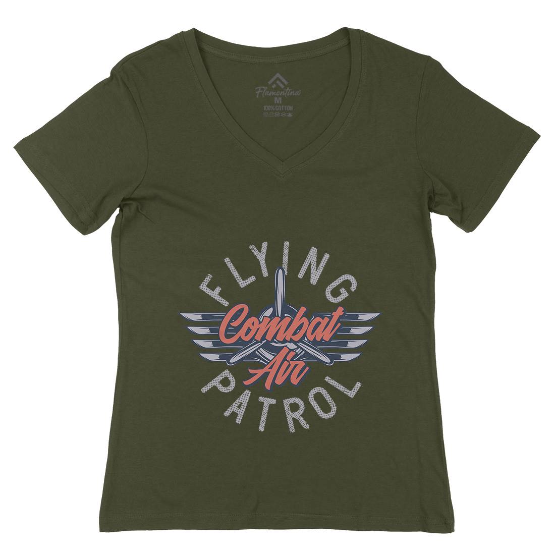 Combat Air Womens Organic V-Neck T-Shirt Army D920