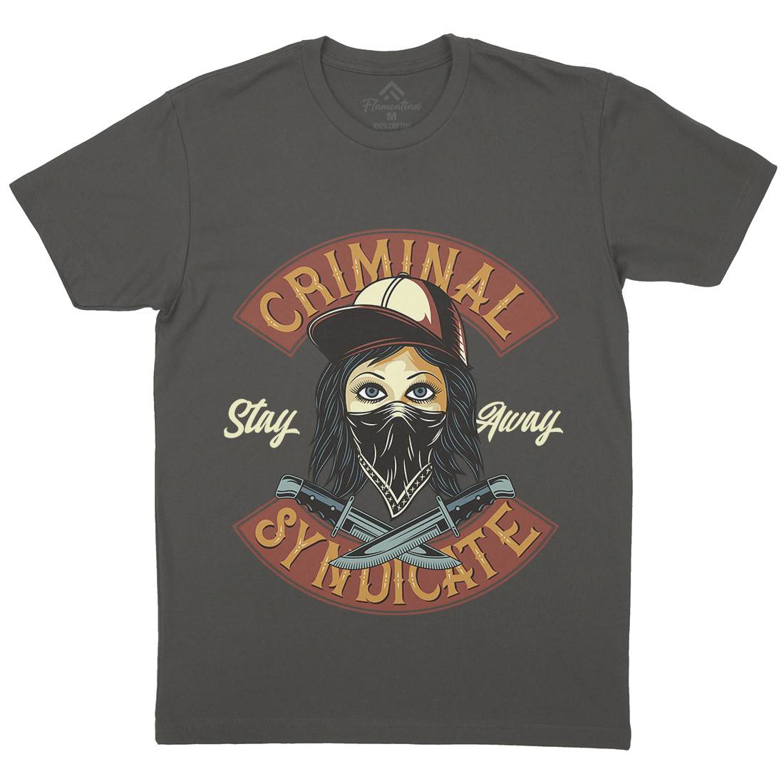 Criminal Syndicate Mens Organic Crew Neck T-Shirt Retro D921