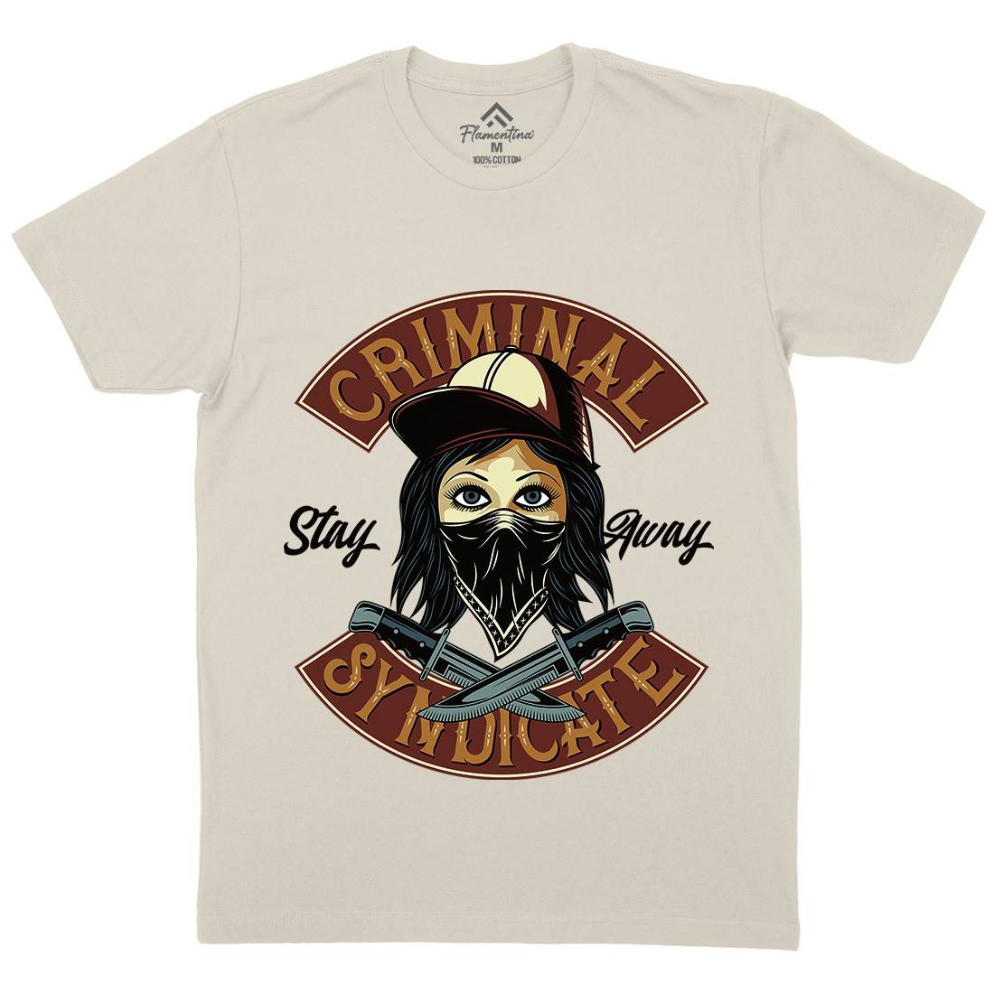Criminal Syndicate Mens Organic Crew Neck T-Shirt Retro D921