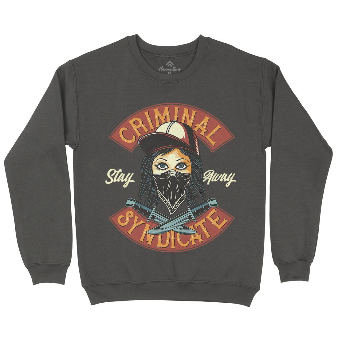 Criminal Syndicate Mens Crew Neck Sweatshirt Retro D921