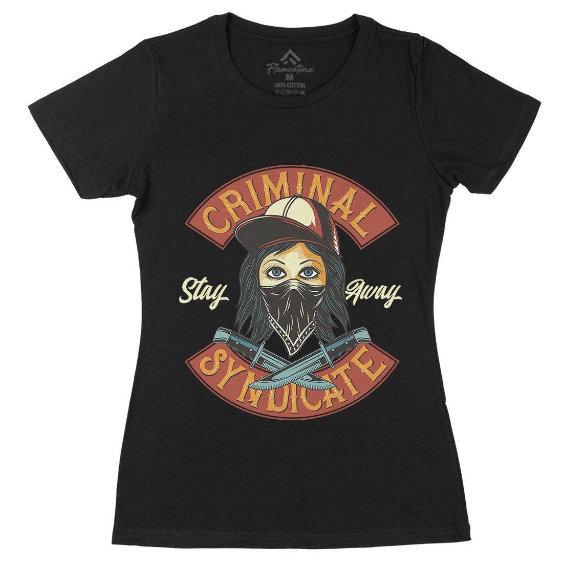 Criminal Syndicate Womens Organic Crew Neck T-Shirt Retro D921