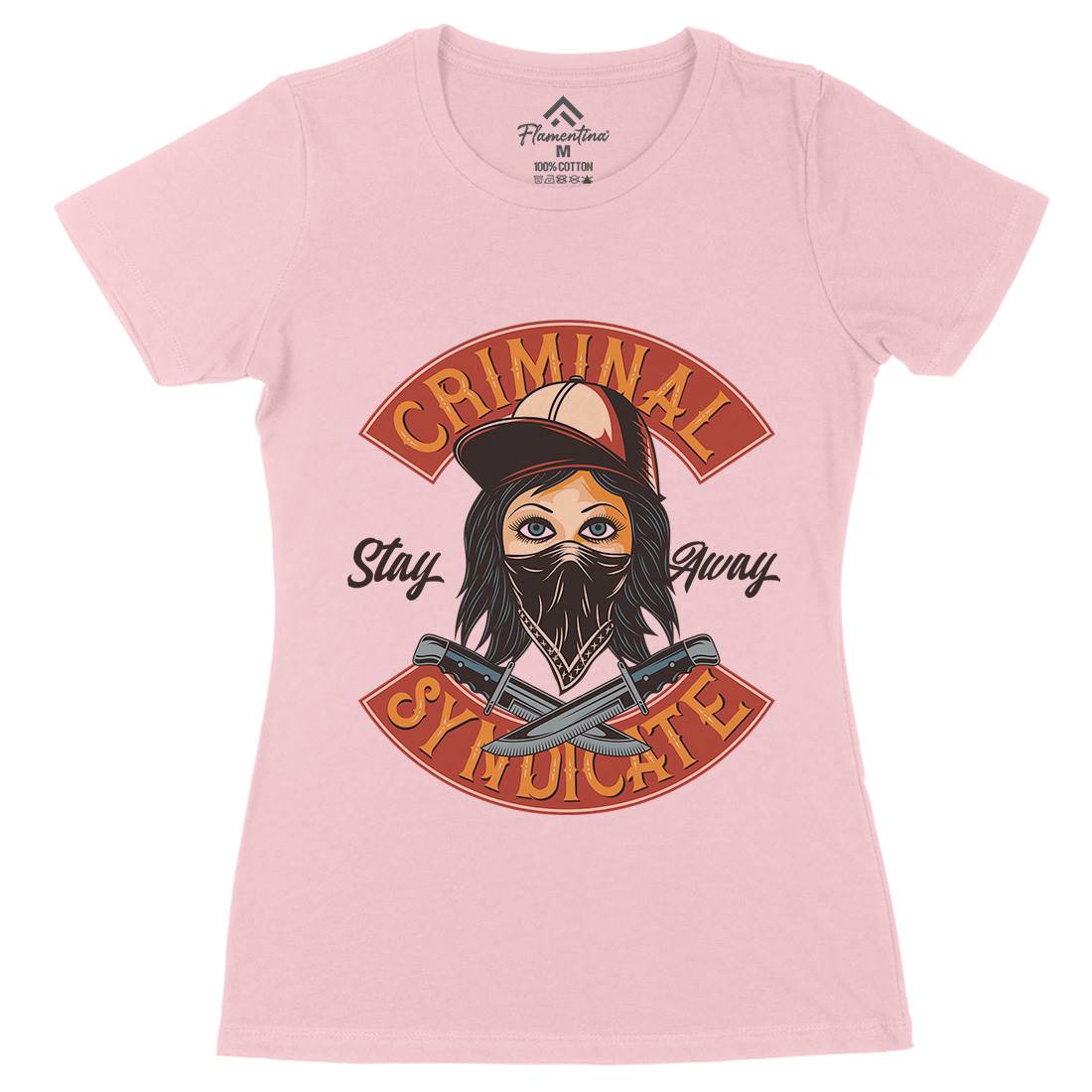 Criminal Syndicate Womens Organic Crew Neck T-Shirt Retro D921