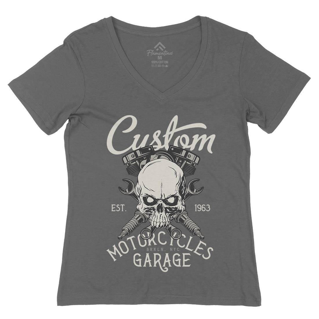 Custom Womens Organic V-Neck T-Shirt Motorcycles D922