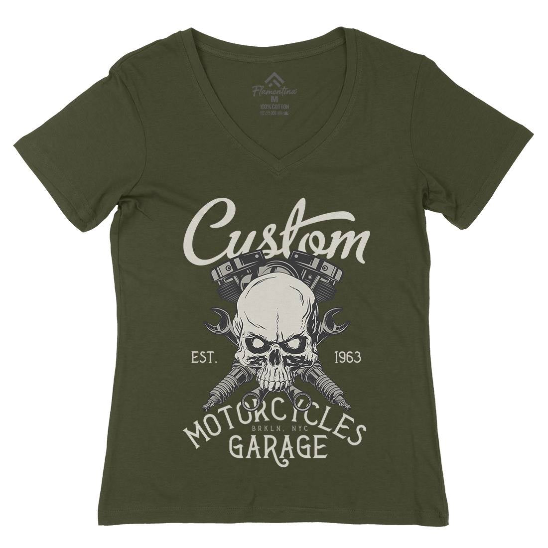 Custom Womens Organic V-Neck T-Shirt Motorcycles D922