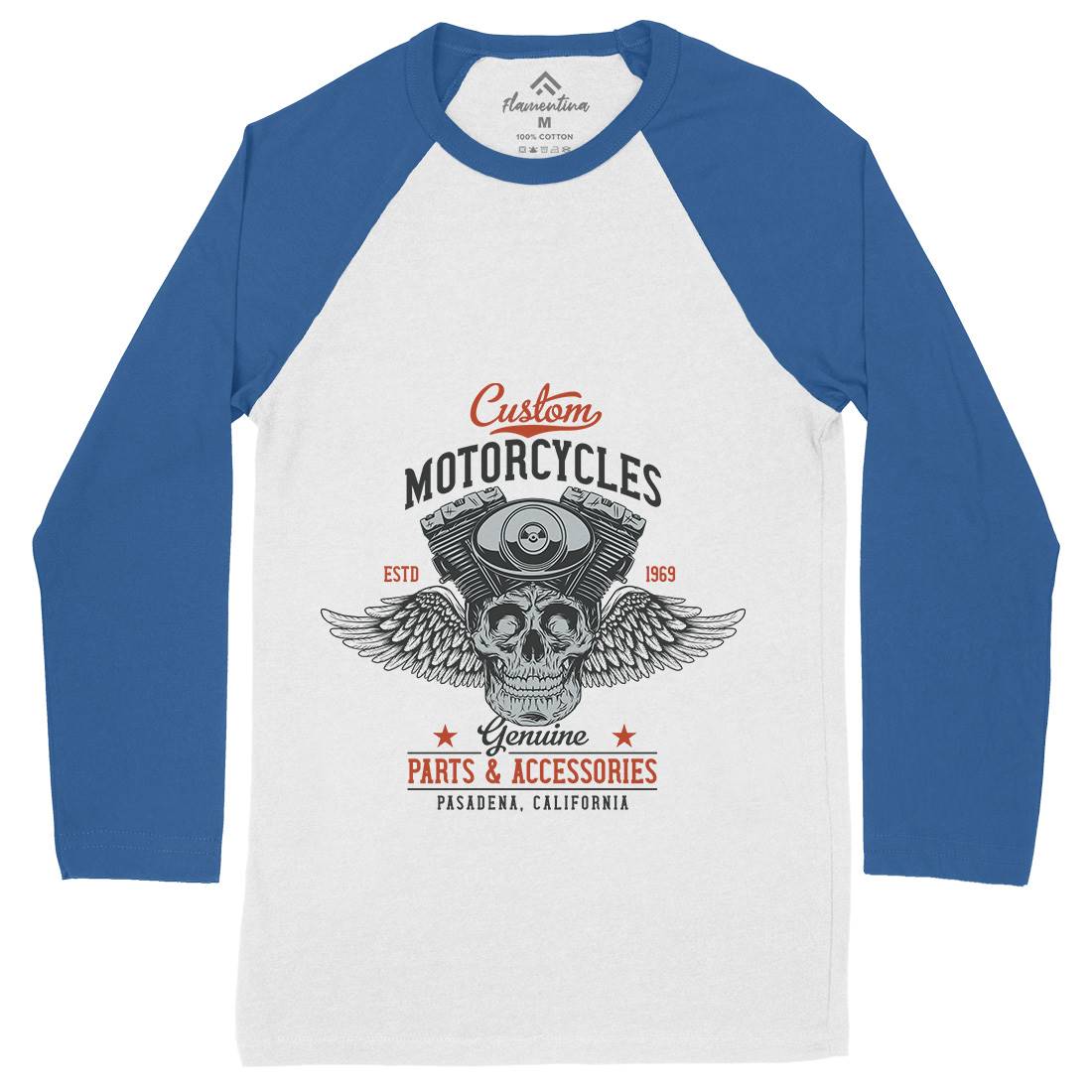 Custom Engine Mens Long Sleeve Baseball T-Shirt Motorcycles D923