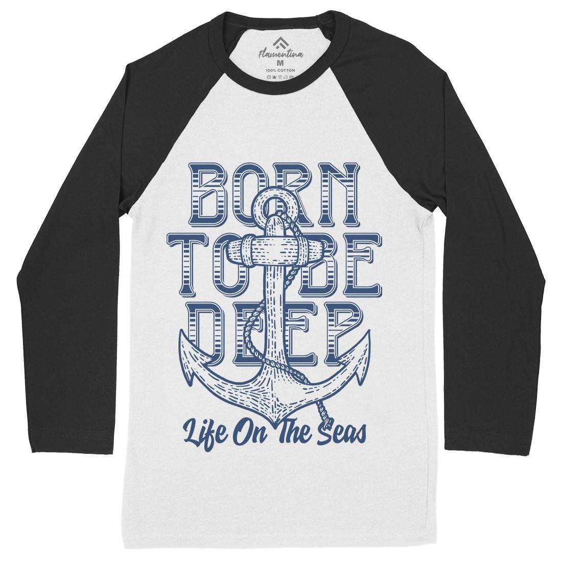 Deep Sea Mens Long Sleeve Baseball T-Shirt Navy D924