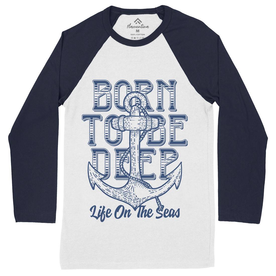Deep Sea Mens Long Sleeve Baseball T-Shirt Navy D924