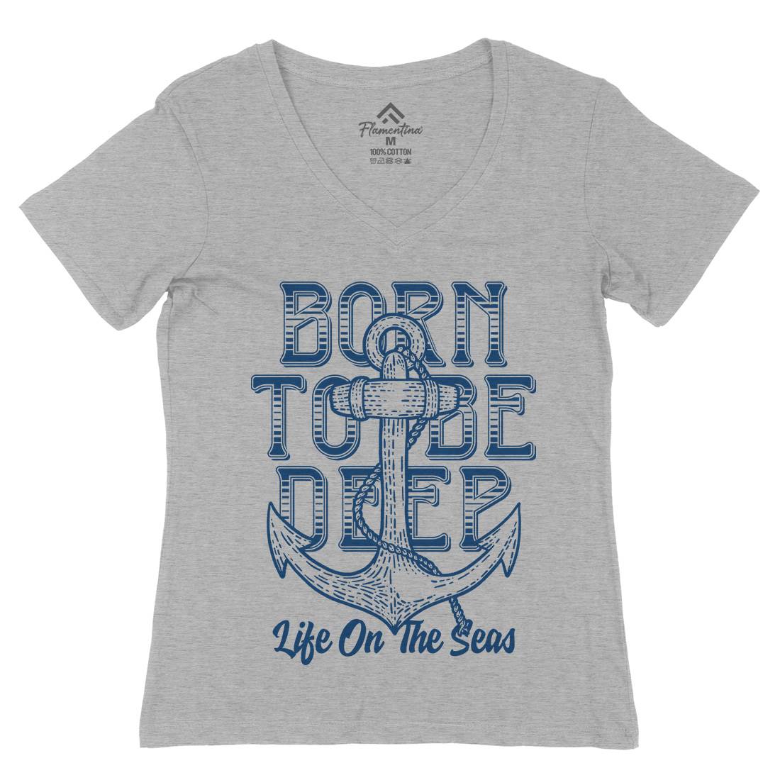 Deep Sea Womens Organic V-Neck T-Shirt Navy D924