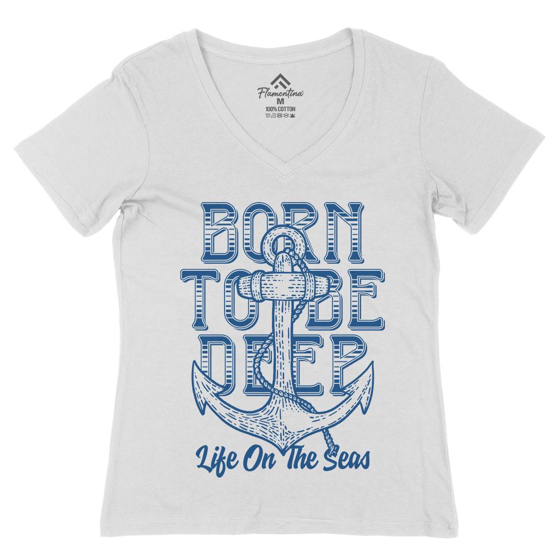 Deep Sea Womens Organic V-Neck T-Shirt Navy D924