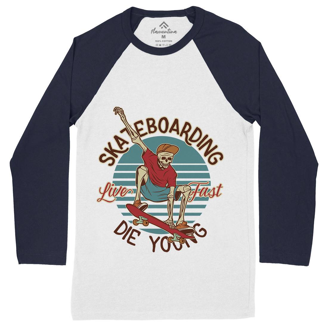 Die Young Mens Long Sleeve Baseball T-Shirt Skate D925