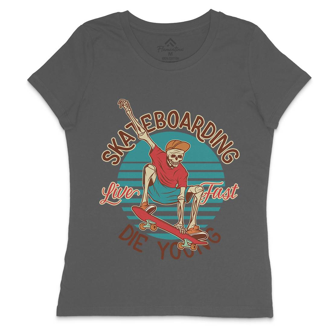 Die Young Womens Crew Neck T-Shirt Skate D925
