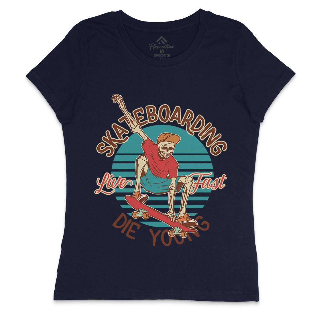 Die Young Womens Crew Neck T-Shirt Skate D925