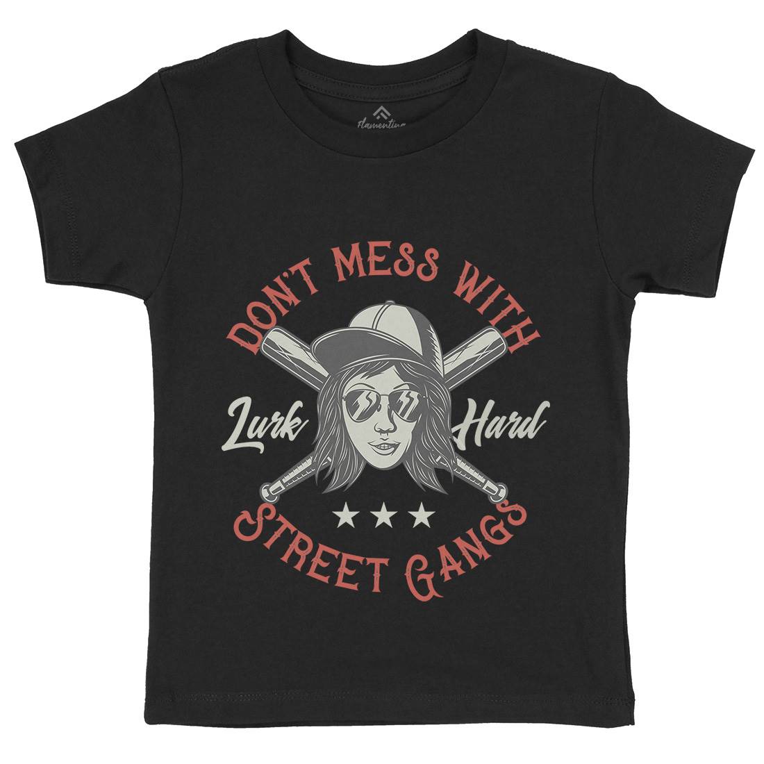 Don&#39;t Mess Street Gangs Kids Organic Crew Neck T-Shirt Retro D926