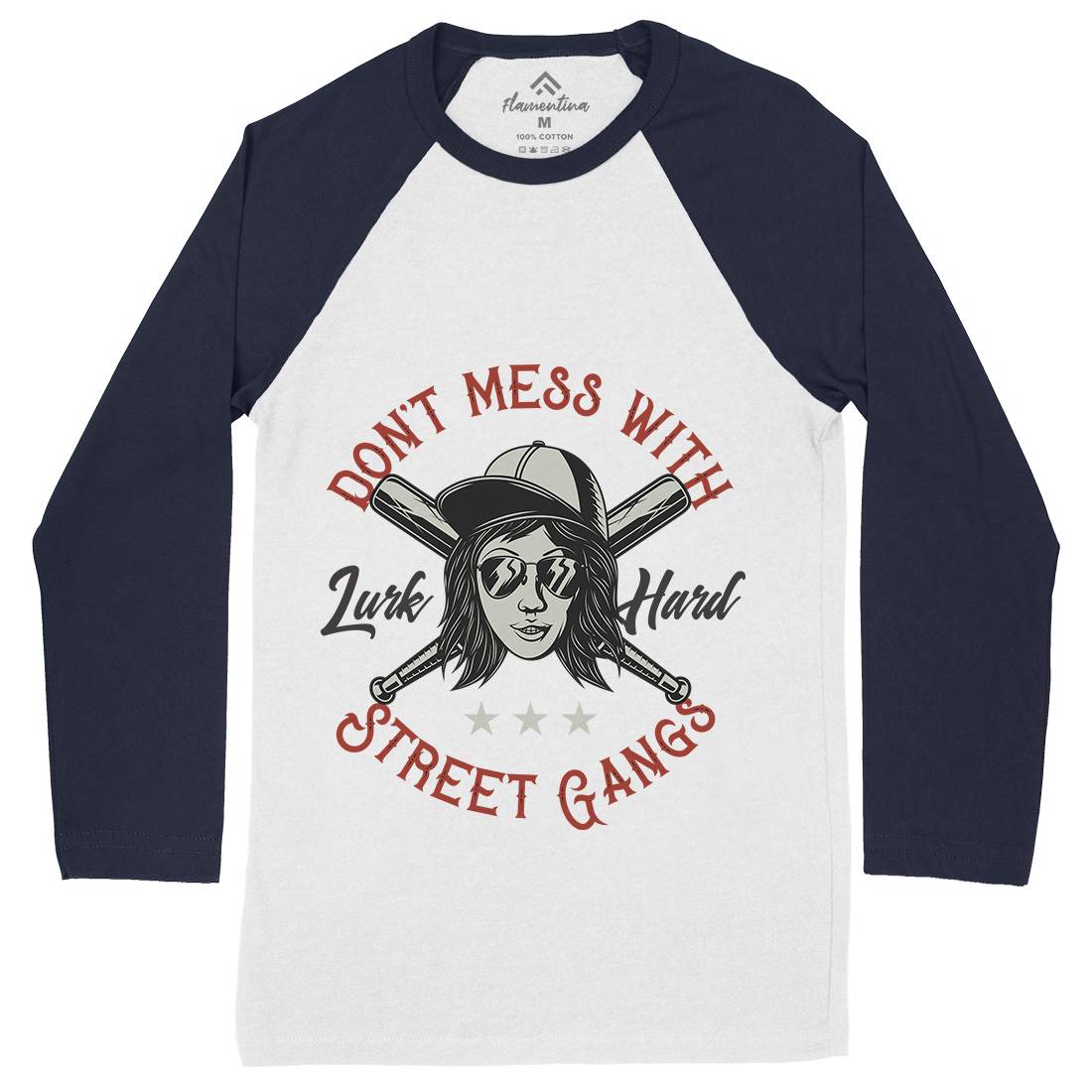 Don&#39;t Mess Street Gangs Mens Long Sleeve Baseball T-Shirt Retro D926