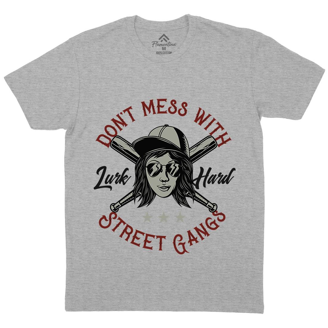 Don&#39;t Mess Street Gangs Mens Organic Crew Neck T-Shirt Retro D926