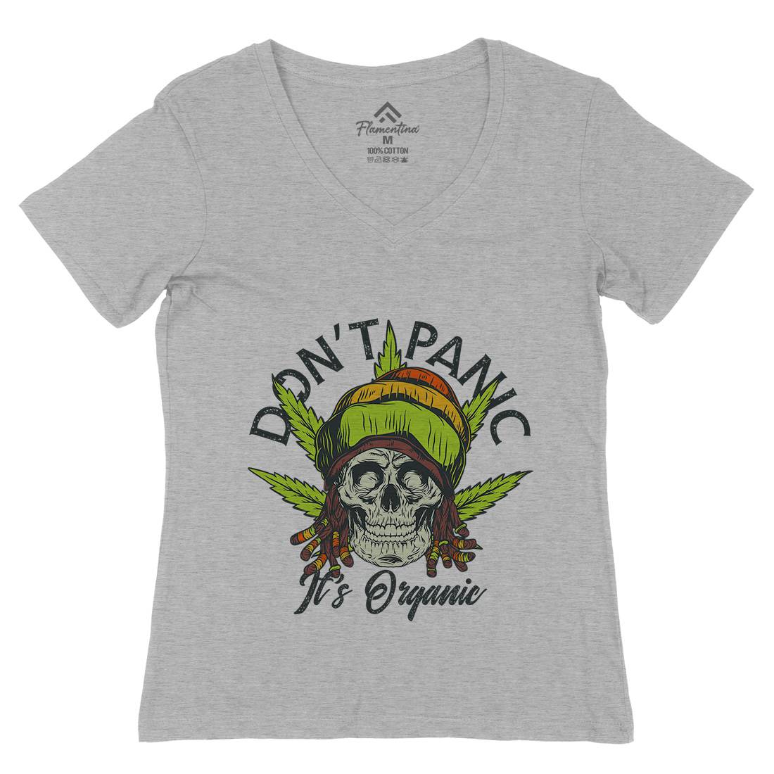 Don&#39;t Panic Womens Organic V-Neck T-Shirt Drugs D927