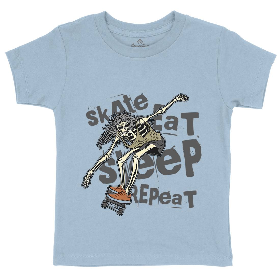 Skeleton Kids Crew Neck T-Shirt Skate D930