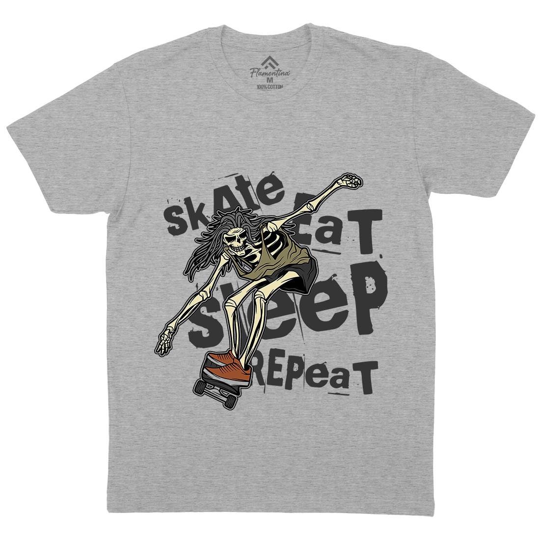 Skeleton Mens Crew Neck T-Shirt Skate D930