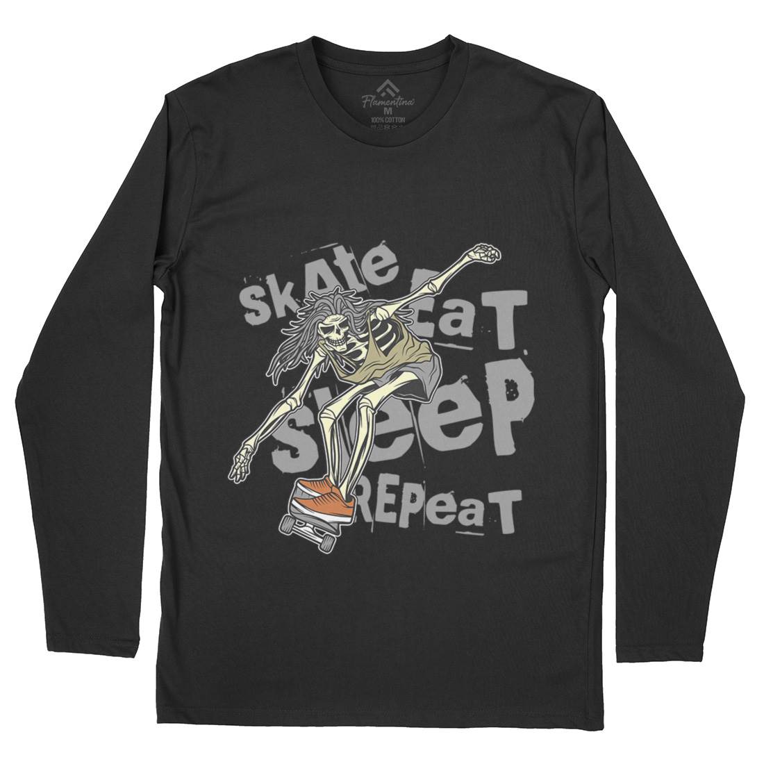 Skeleton Mens Long Sleeve T-Shirt Skate D930