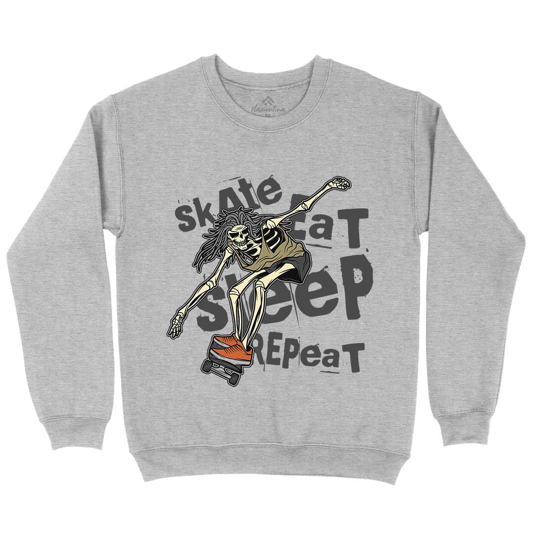 Skeleton Mens Crew Neck Sweatshirt Skate D930