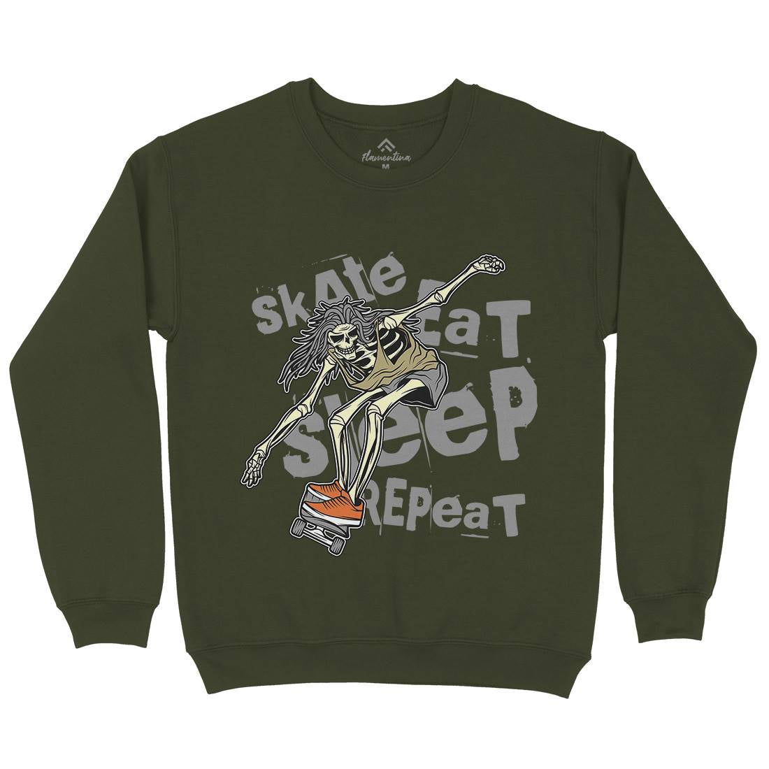 Skeleton Mens Crew Neck Sweatshirt Skate D930
