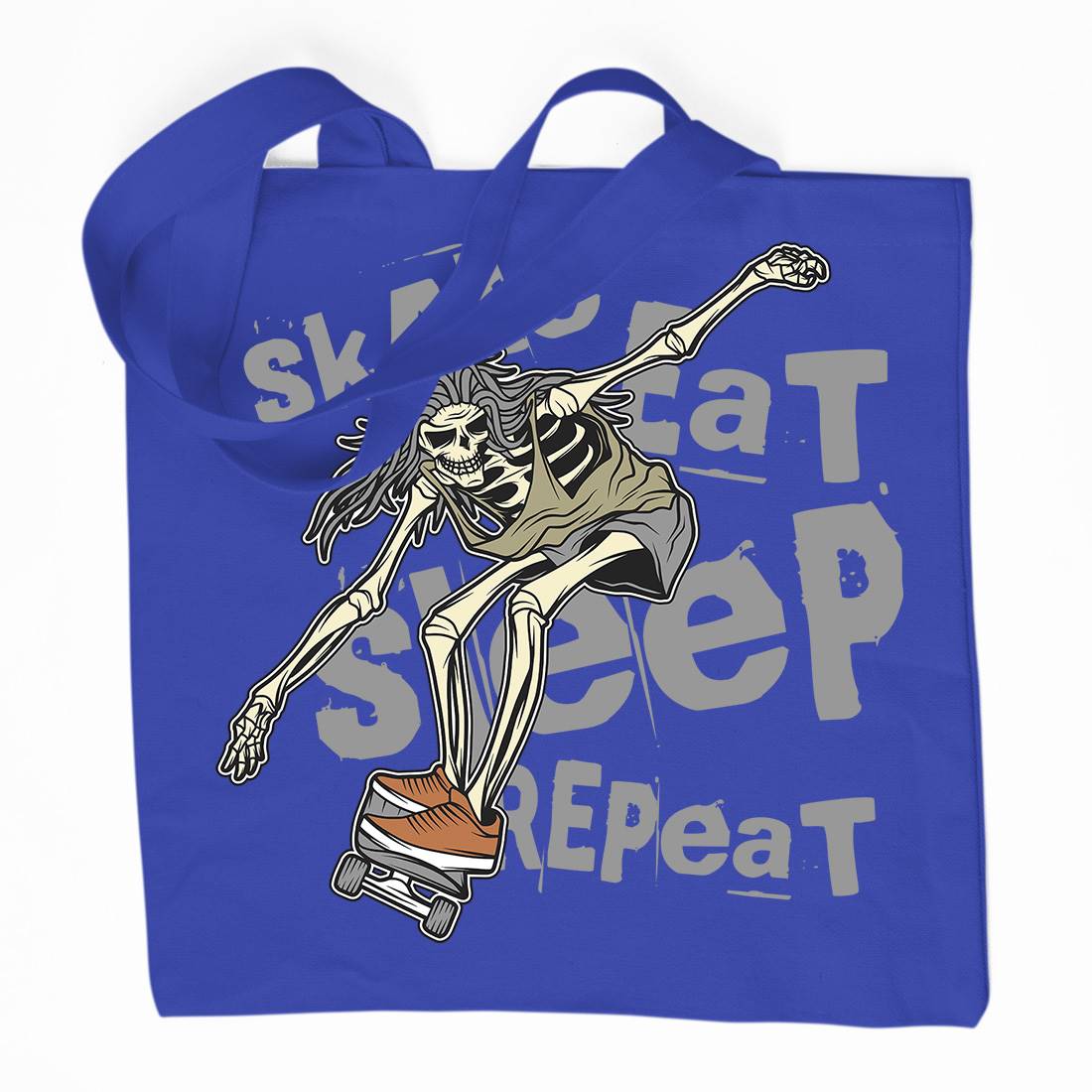 Skeleton Organic Premium Cotton Tote Bag Skate D930