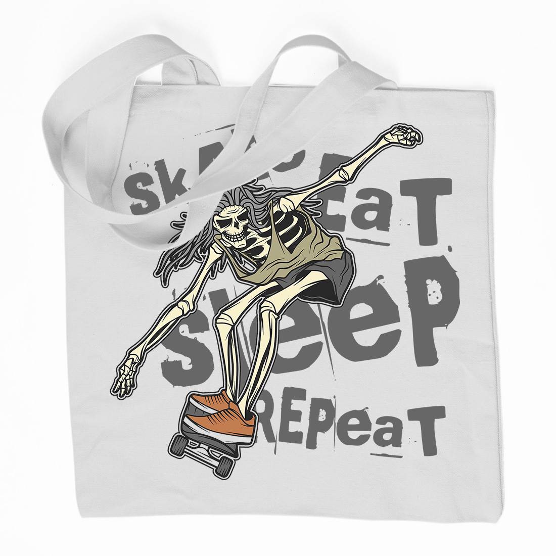 Skeleton Organic Premium Cotton Tote Bag Skate D930