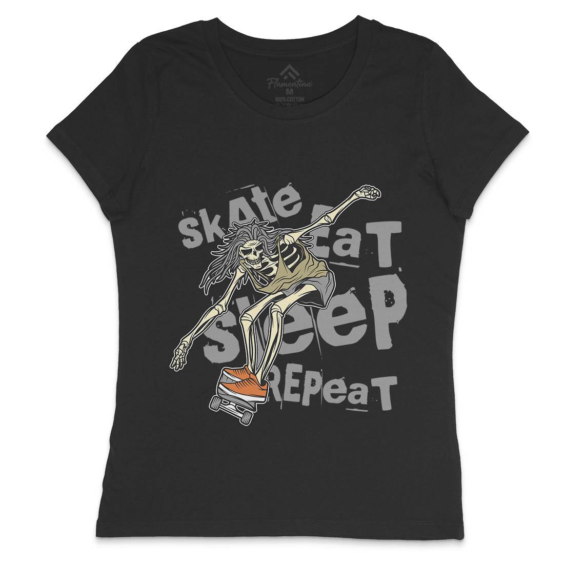 Skeleton Womens Crew Neck T-Shirt Skate D930