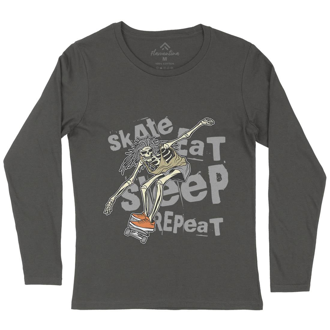 Skeleton Womens Long Sleeve T-Shirt Skate D930