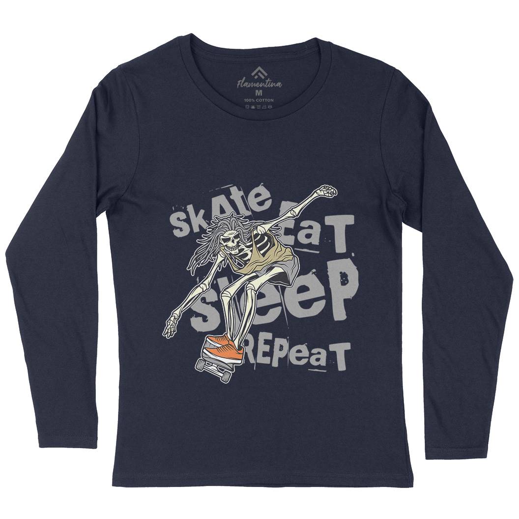 Skeleton Womens Long Sleeve T-Shirt Skate D930