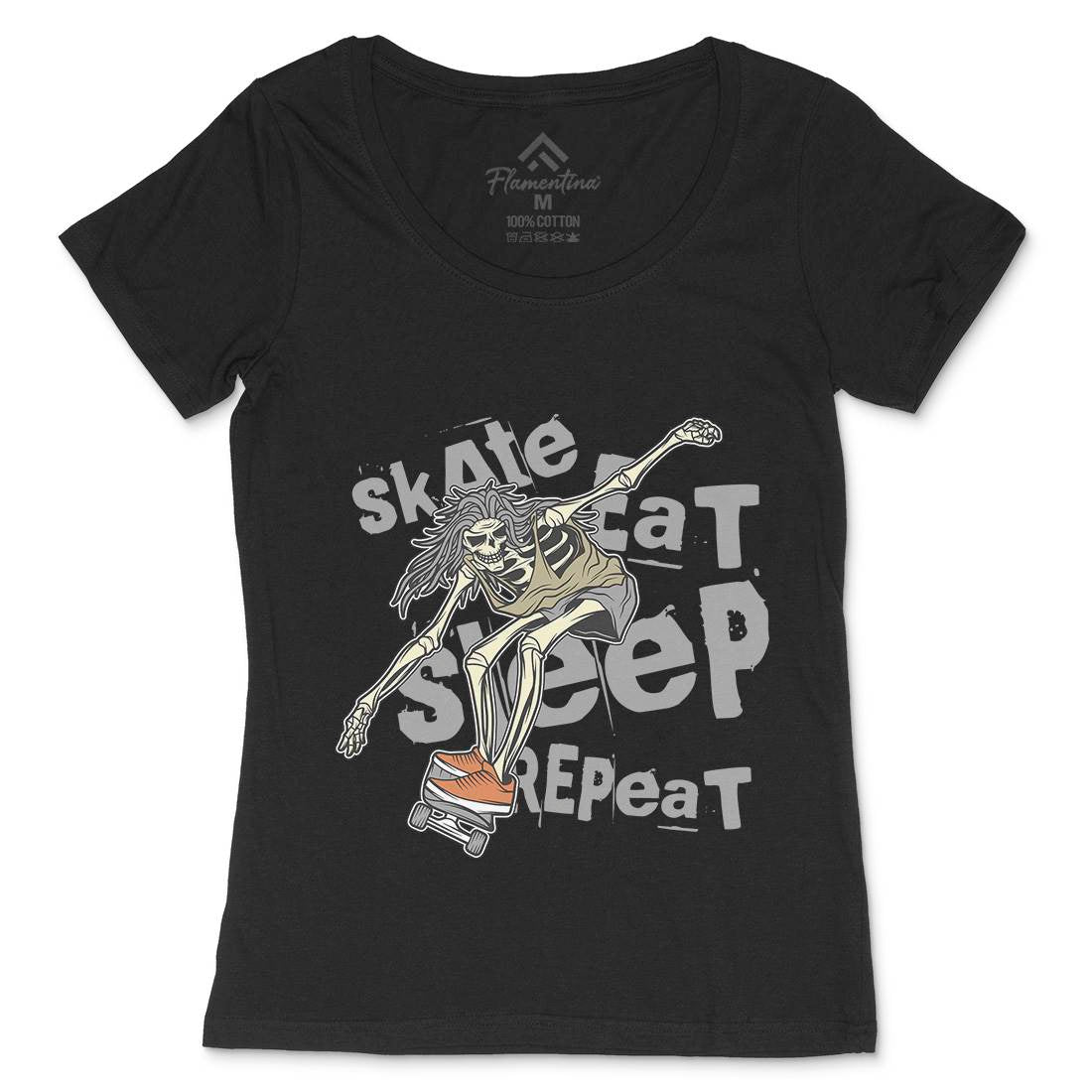 Skeleton Womens Scoop Neck T-Shirt Skate D930
