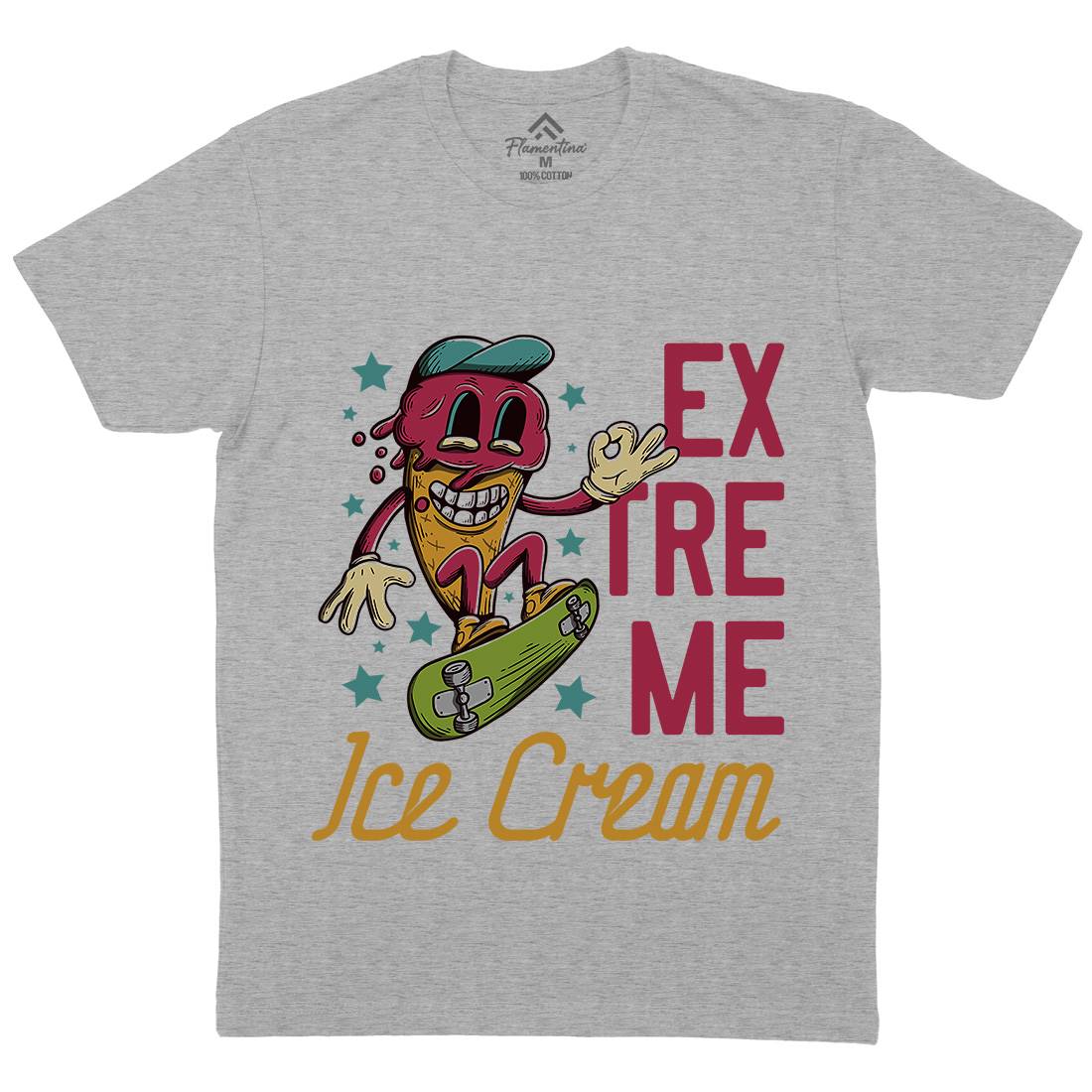 Extreme Ice Cream Mens Organic Crew Neck T-Shirt Food D932