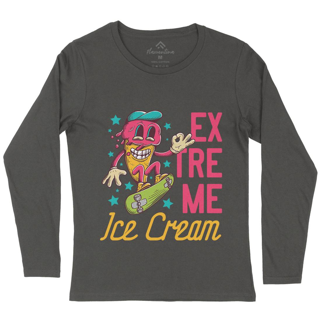 Extreme Ice Cream Womens Long Sleeve T-Shirt Food D932