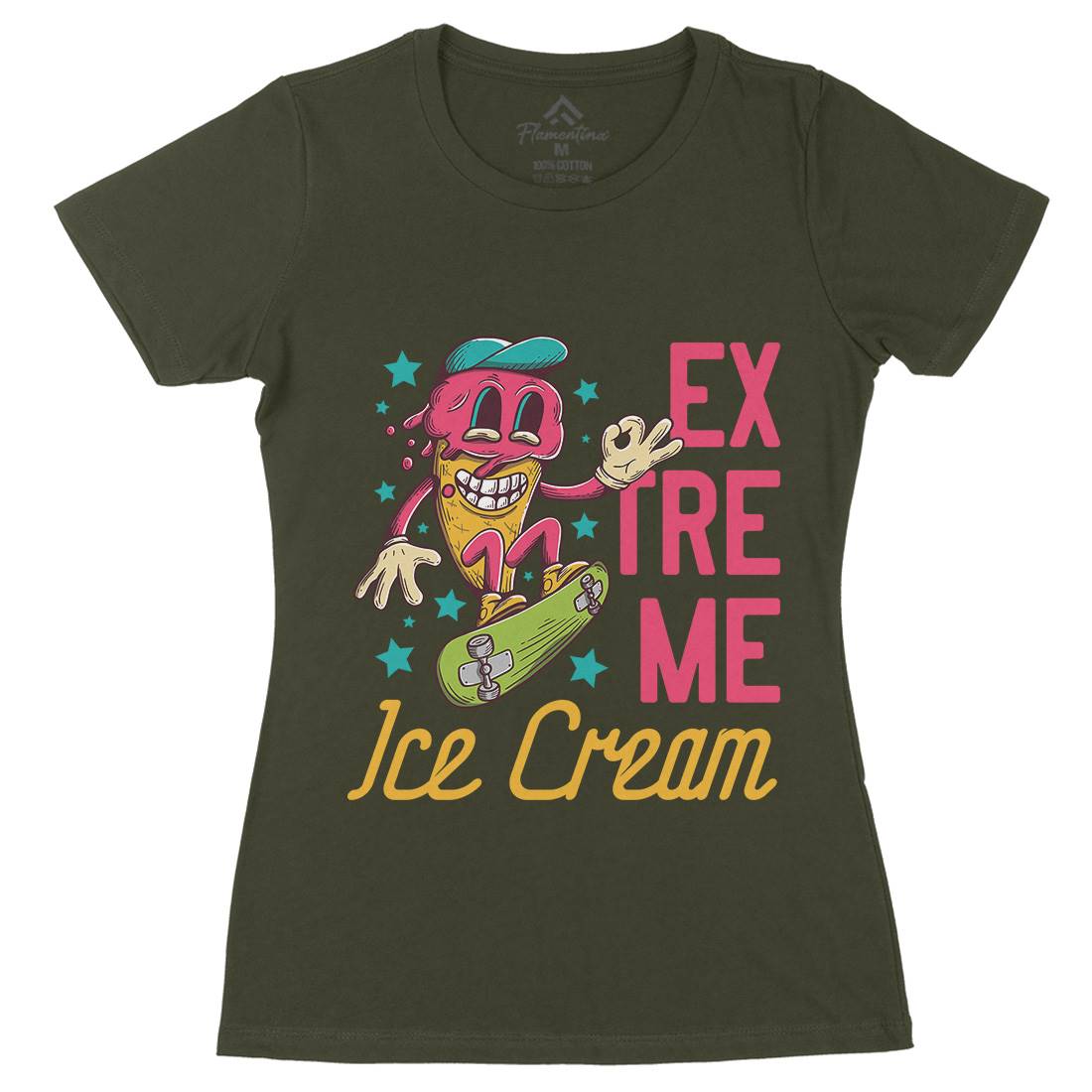 Extreme Ice Cream Womens Organic Crew Neck T-Shirt Food D932