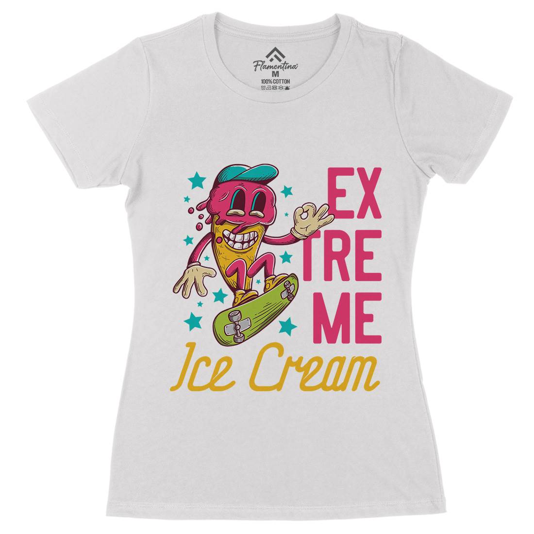 Extreme Ice Cream Womens Organic Crew Neck T-Shirt Food D932