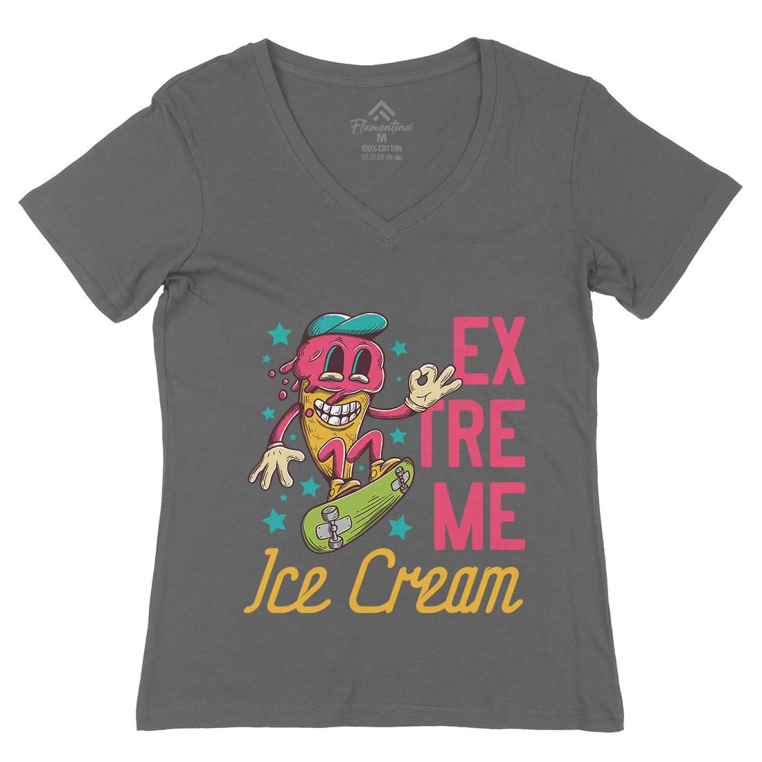 Extreme Ice Cream Womens Organic V-Neck T-Shirt Food D932