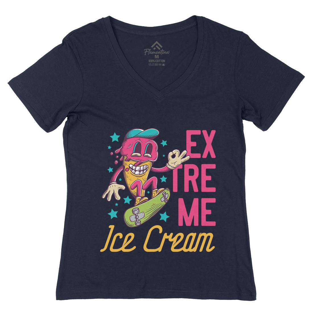 Extreme Ice Cream Womens Organic V-Neck T-Shirt Food D932