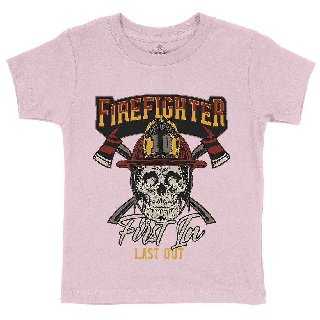 First In Last Out Kids Crew Neck T-Shirt Firefighters D933