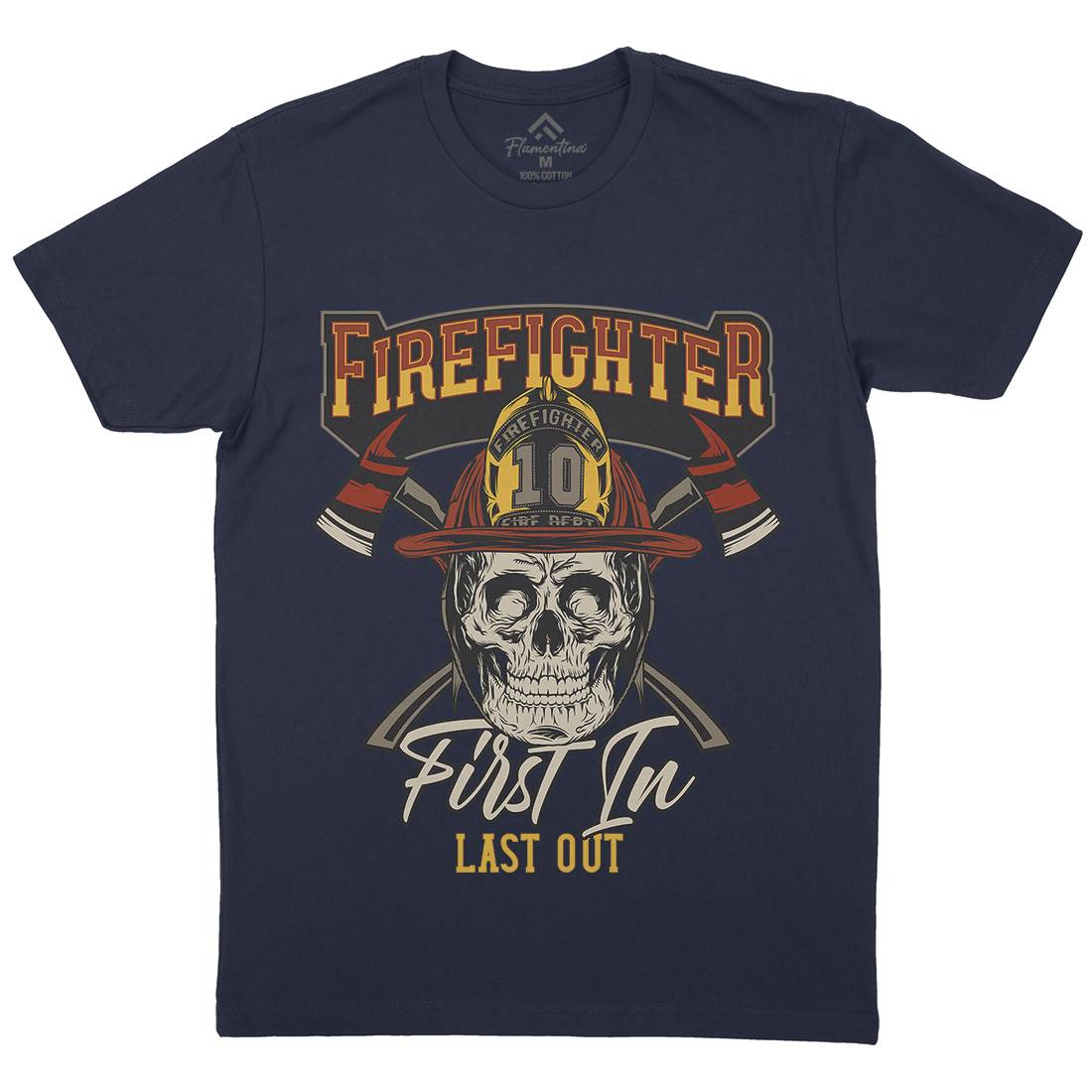 First In Last Out Mens Organic Crew Neck T-Shirt Firefighters D933