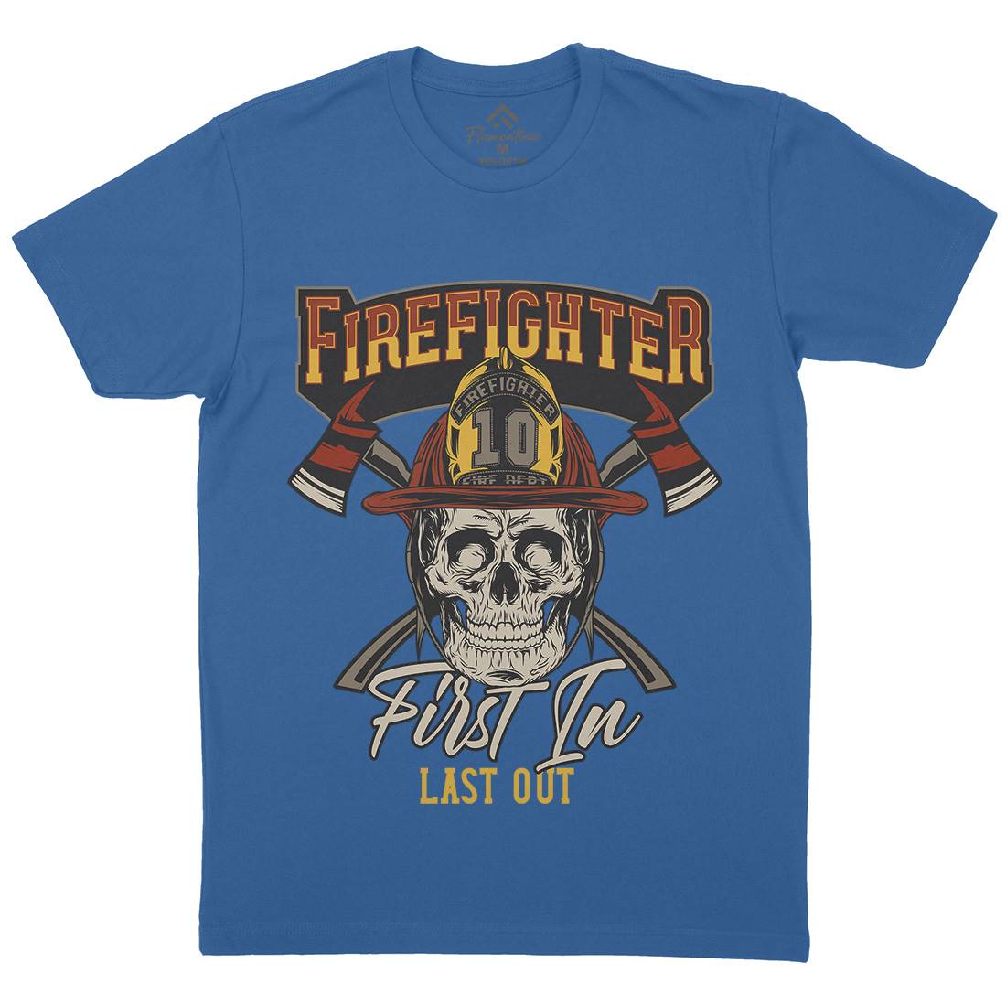 First In Last Out Mens Crew Neck T-Shirt Firefighters D933