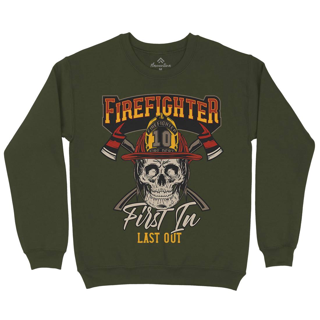 First In Last Out Mens Crew Neck Sweatshirt Firefighters D933