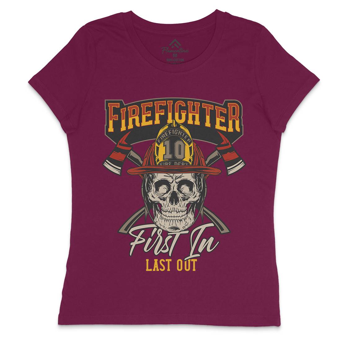 First In Last Out Womens Crew Neck T-Shirt Firefighters D933