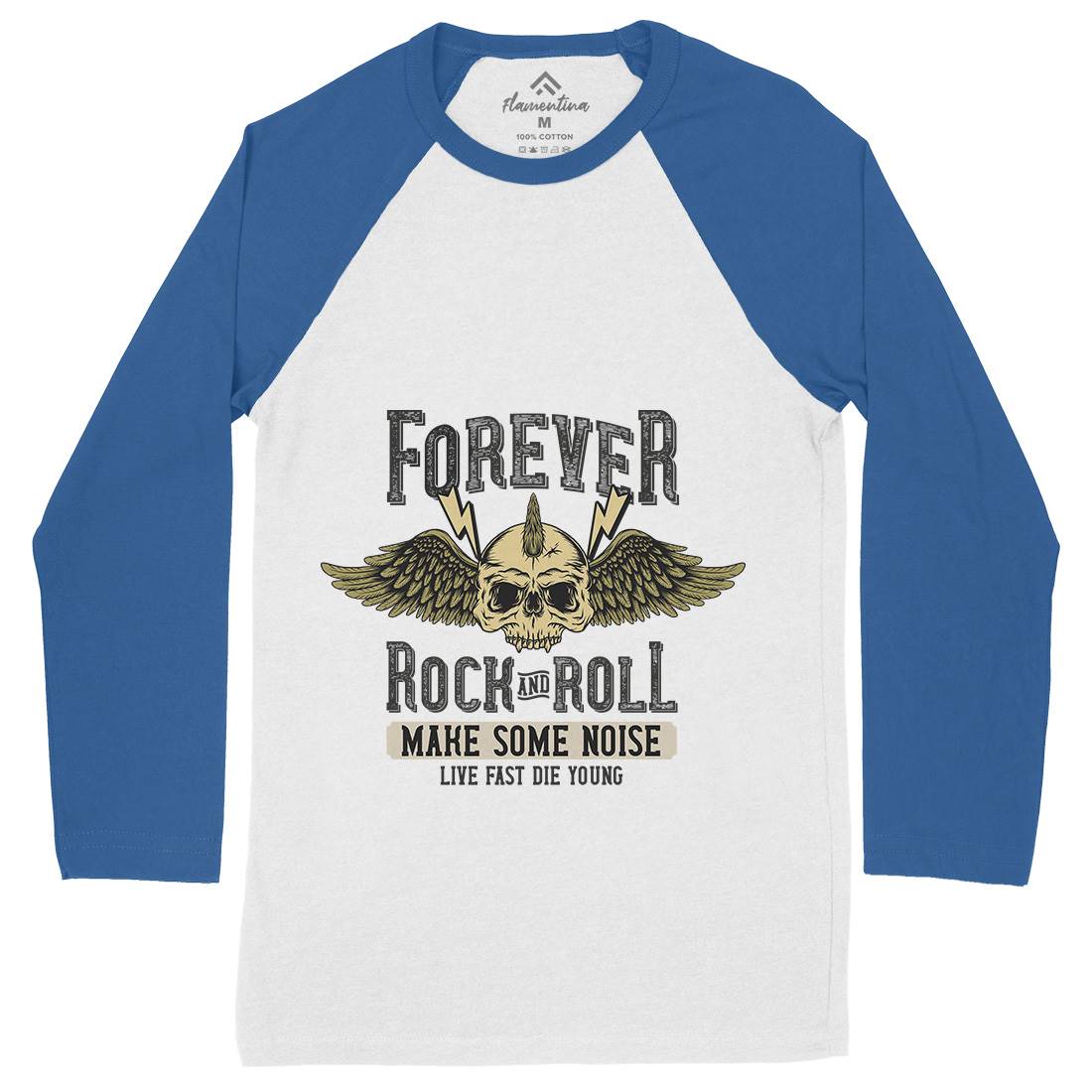 Forever Rock And Roll Mens Long Sleeve Baseball T-Shirt Music D934