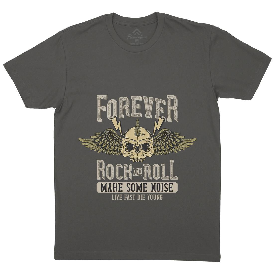 Forever Rock And Roll Mens Organic Crew Neck T-Shirt Music D934