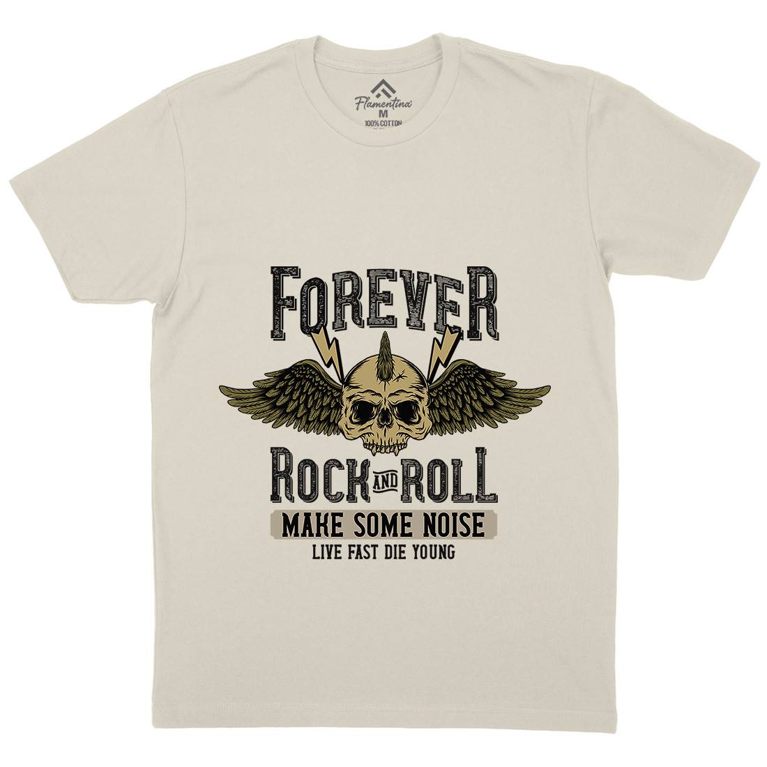 Forever Rock And Roll Mens Organic Crew Neck T-Shirt Music D934