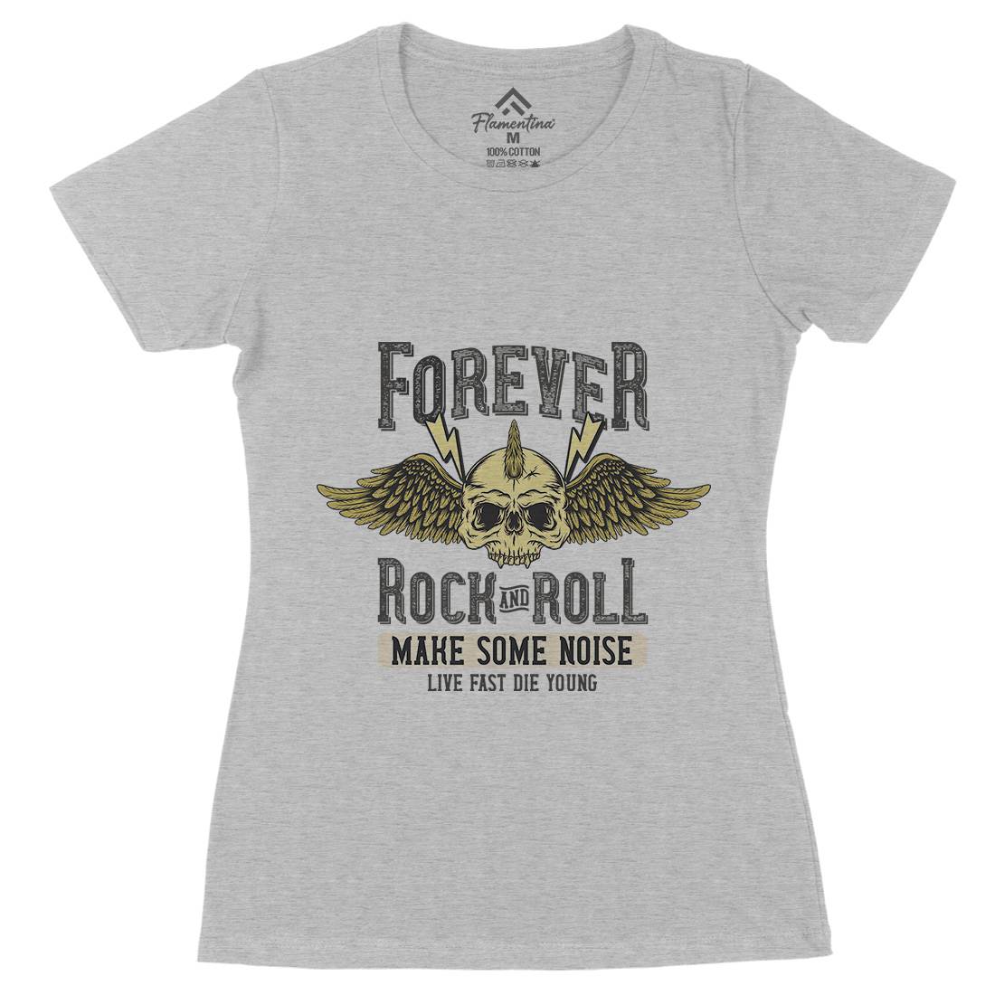 Forever Rock And Roll Womens Organic Crew Neck T-Shirt Music D934