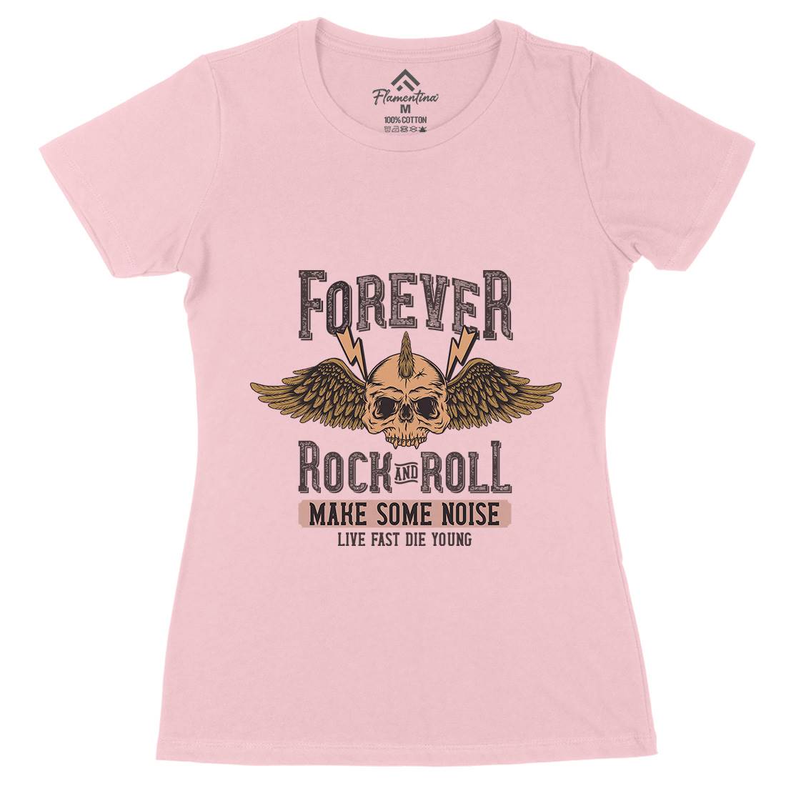 Forever Rock And Roll Womens Organic Crew Neck T-Shirt Music D934
