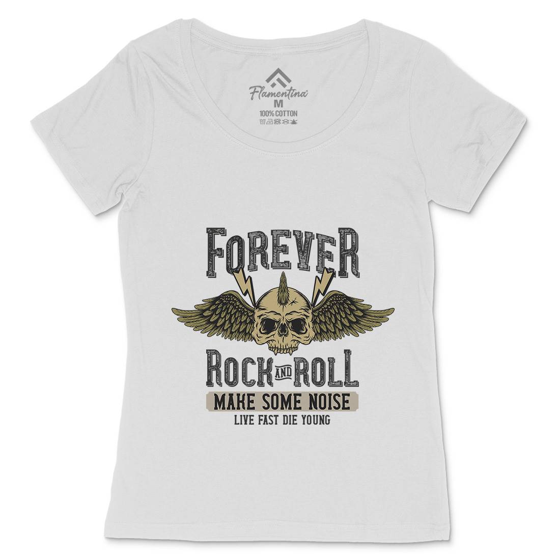 Forever Rock And Roll Womens Scoop Neck T-Shirt Music D934