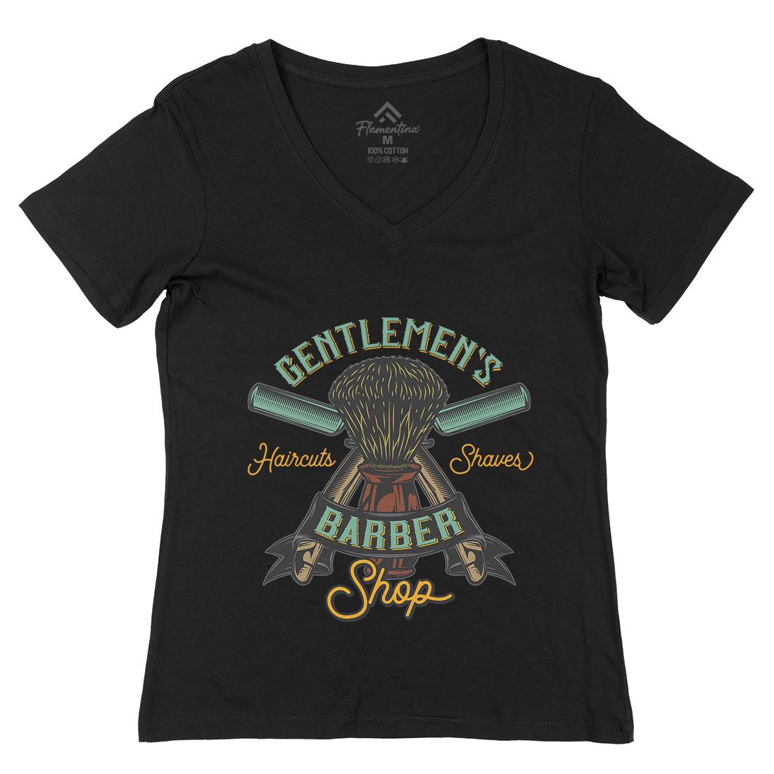 Gentlemens Shop Womens Organic V-Neck T-Shirt Barber D935